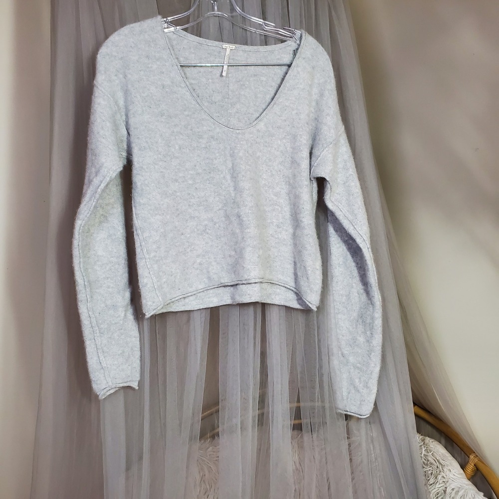 Free People Now Or Never Cashmere Sweater Quiet Luxury Gray S Cozy Minimalist - Picture 2 of 5